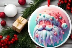 Santa with Melting Edges Round Sticker Ornament Sublimation Product Image 2