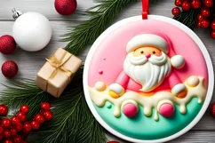 Santa with Melting Edges Round Sticker Ornament Sublimation Product Image 2