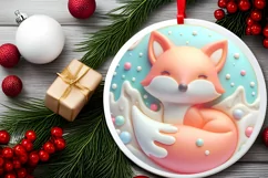 Pastel Polar Bear Christmas Fox Round Image PNG Product Image 1