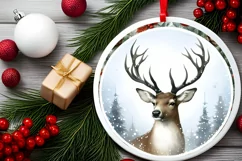 Christmas Pastel Reindeer Round Image PNG Product Image 2