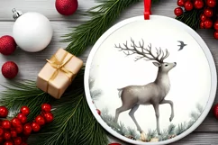 Christmas Pastel Reindeer Round Image PNG Product Image 1