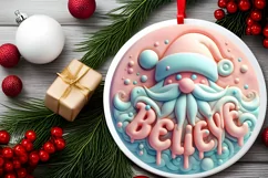 Santa Large Text Round Ornament Sublimation PNG Product Image 2