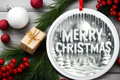 Merry Christmas! Frosty Fun Round Sticker Ornament Product Image 2