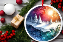 Round Christmass Ornament Sublimation|Clipart Product Image 2