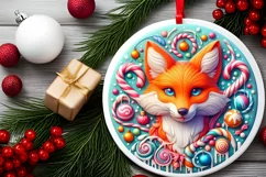 Large Goofy Smile Fox BELIEVE Winter Ornament Sublimation Product Image 2