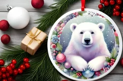Colorful Polar Bear Christmas Sublimation Clipart Product Image 1