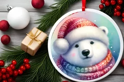 Colorful Polar Bear Christmas Sublimation Clipart Product Image 1