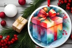 Colorful Gift Round Ornament Sublimation PNG Product Image 1