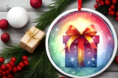 Christmas Gift Round Ornament Sublimation PNG Product Image 2
