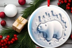 polar bear 3d round ornament sublimation png Product Image 2