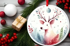 pastel rein deer round ornament sublimation png Product Image 2