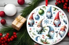 Colorful Gnomes Round Ornament Sublimation PNG Product Image 1