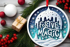 Round Christmass Ornament Sublimation|Clipart Product Image 2