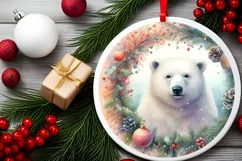 polar bear round ornament sublimation png Product Image 2