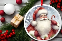 Santa Round Ornament Sublimation PNG Product Image 2