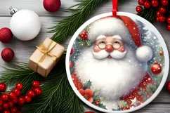 Santa Round Ornament Sublimation PNG Product Image 2