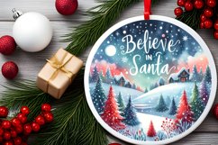 a vibrant winter scene believe in santa round ornament png Product Image 2