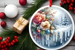 Watercolor Christmas Ornament Flowers Product Image 2