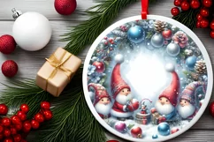 a simple winter gnomes round ornament png Product Image 2