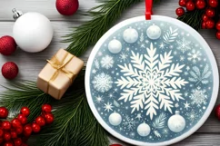 Snow Flake Round Ornament Sublimation PNG Product Image 2