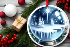 Elf Christmas Scene Ornament PNG Product Image 2