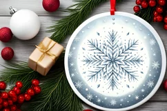 Snow Flake Round Ornament Sublimation PNG Product Image 2