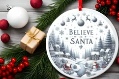 Watercolor Winter Scene with Large Text: Believe in Santa Product Image 2