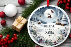 Watercolor Winter Scene with Large Text: Believe in Santa Product Image 2