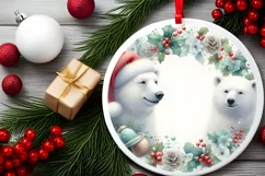 Winter Polar Bear Ornament Sublimation PNG Product Image 2