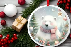 Winter Polar Bear Ornament Sublimation PNG Product Image 2