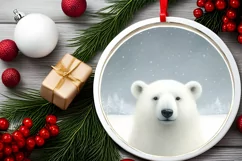 Winter Polar Bear Ornament Sublimation PNG Product Image 2