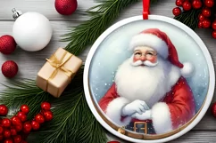 Santa Round Ornament Sublimation PNG Product Image 2