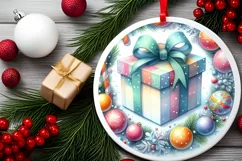 Colorful Gift Round Ornament Sublimation PNG Product Image 2