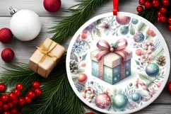 Colorful Gift Round Ornament Sublimation PNG Product Image 1