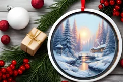 Winter Candy Round Ornament Sublimation PNG Product Image 2