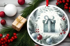 Christmas Gift Round Ornament Sublimation PNG Product Image 2
