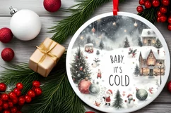 Baby it's Cold Outside Christmas Scene Ornament PNG Product Image 2