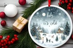 Baby it's Cold Outside Christmas Scene Ornament PNG Product Image 2
