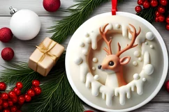 Martzipan Deer Round Ornament Sublimation PNG Product Image 2
