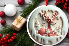 Round Christmass Ornament Sublimation|Clipart Product Image 2
