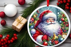 Santa Round Ornament Sublimation PNG Product Image 2