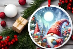 Christmas Gnome Round Ornament Sublimation PNG Product Image 2