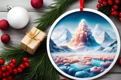 Winter Candy Round Ornament Sublimation PNG Product Image 2