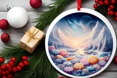 Winter Candy Round Ornament Sublimation PNG Product Image 2