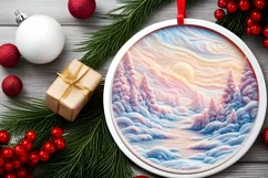 Winter Candy Round Ornament Sublimation PNG Product Image 1