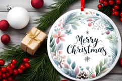 Merry Christmas Round Ornament Sublimation PNG Product Image 2