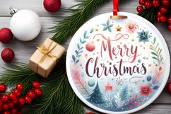 Merry Christmas Round Ornament Sublimation PNG Product Image 2