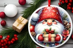 Christmass Gnome Round Ornament PNG Product Image 2