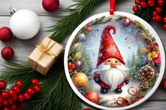 Christmass Gnome Round Ornament PNG Product Image 2