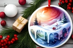 Winter Scene Christmas Ornament PNG Product Image 2
